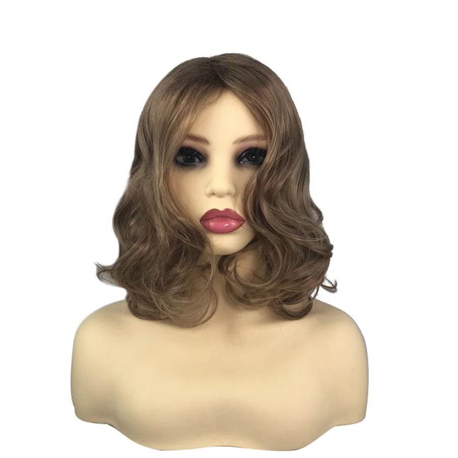 Красота на линии Omber светлый жароустойчивый короткий волнистый парик глубокая