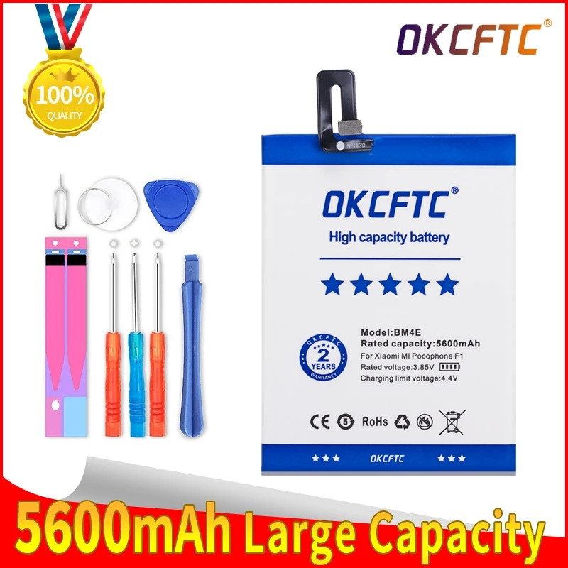 

Original Replacement Battery BM4E For Xiaomi MI Pocophone F1 battery Authentic Phone Battery 5600mAh+Tool Kits+Stickers