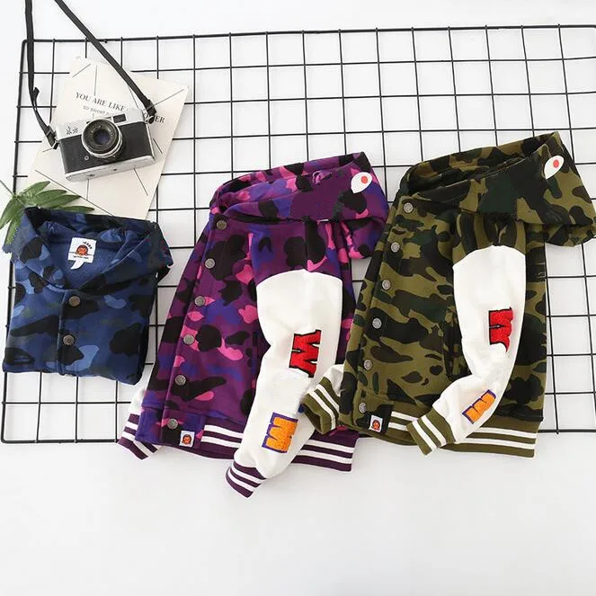 

2022 New Kids Boy Girls Cartoon Camo Animal Pattern Long Sleeve Baseball Sport Jacket Hoodies Sweartershirt Hip Hop Clothes