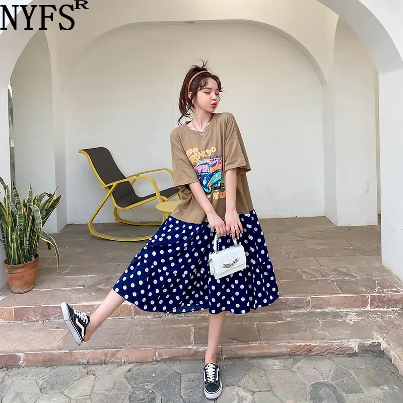 

NYFS Summer dress 2021 Korean New Loose Woman Dress Vestidos Robe Elbise Fashion Printing Dresses