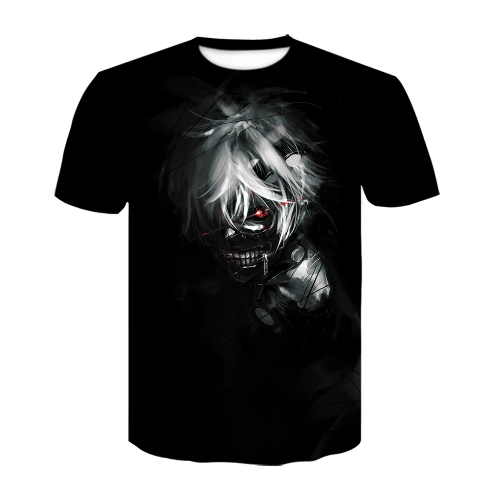 

Tshirt Japan Tokyo Ghouls 3d Printing T-shirt Men's Short-sleeved Anime Black and white sketch Characters Street Clothing Tshirt
