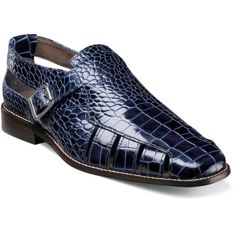 Мужские сандалии 2020 модные роскошные кожаные с вырезами и острым носком летняя