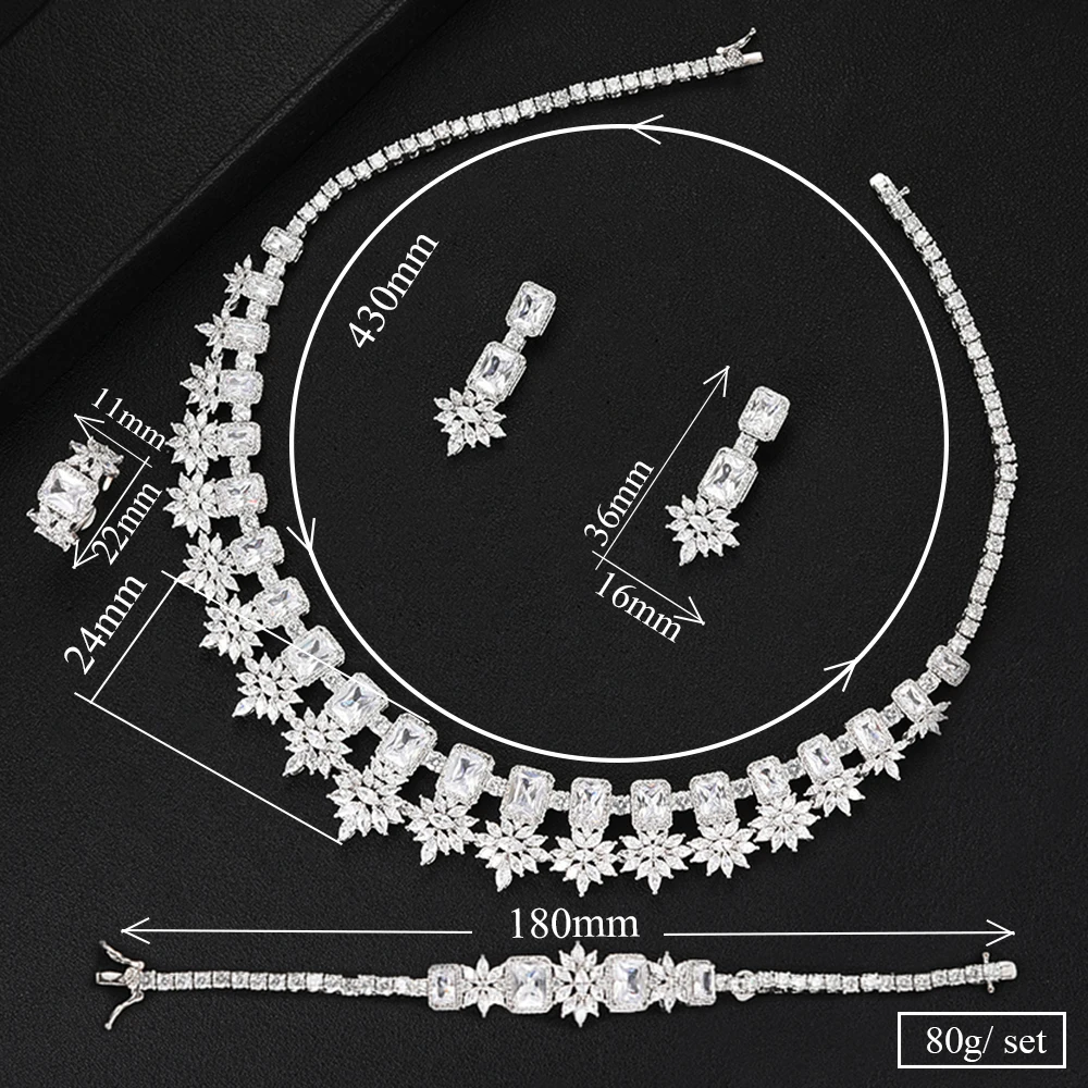 

missvikki 4PCS Dubai Italian Necklace Earrings Bracelet Ring for Noble Luxury Women Bridal Jewelry Sets Wedding Party Show