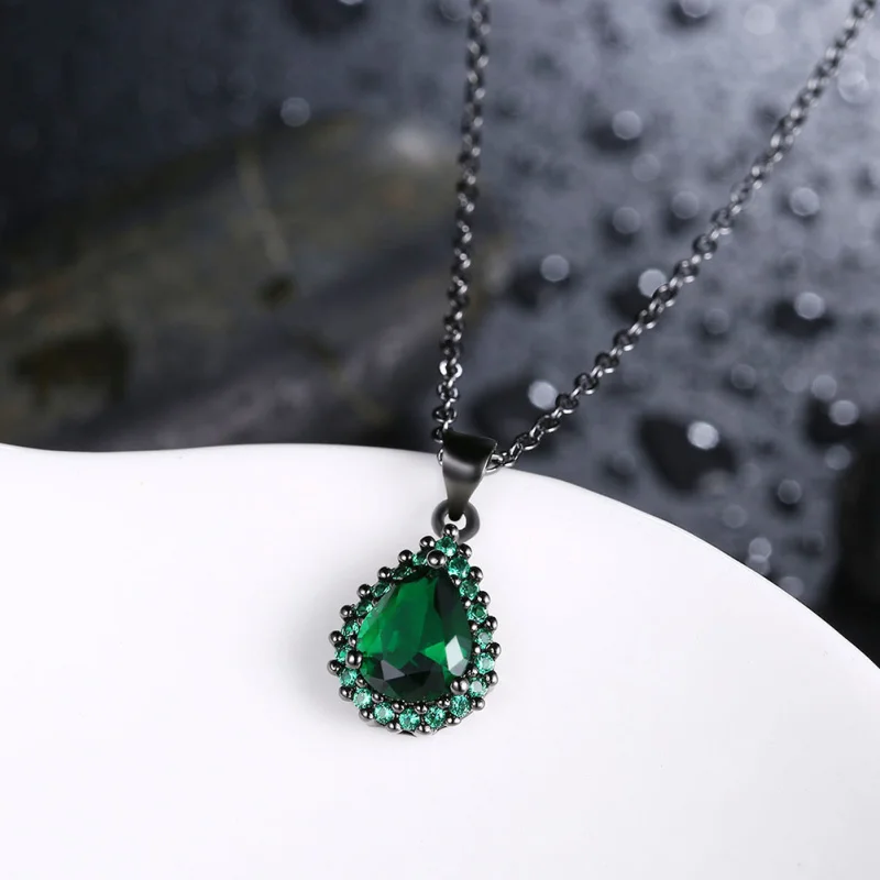 Винтаж черный кулон ожерелье для Для женщин 2019 черное оружие с покрытием зеленый