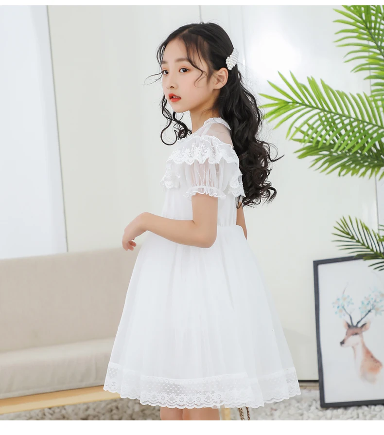Princess Dress New Arrival Dresses For Girls Lace Gauze Tutu Birthday Party Dress Gift White Flower Girl Costume