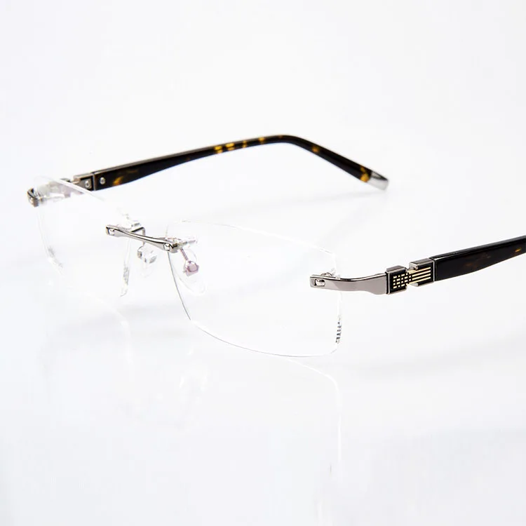 Мужские очки без оправы EOOUOOE золотистые/Серебристые оптические в металлической