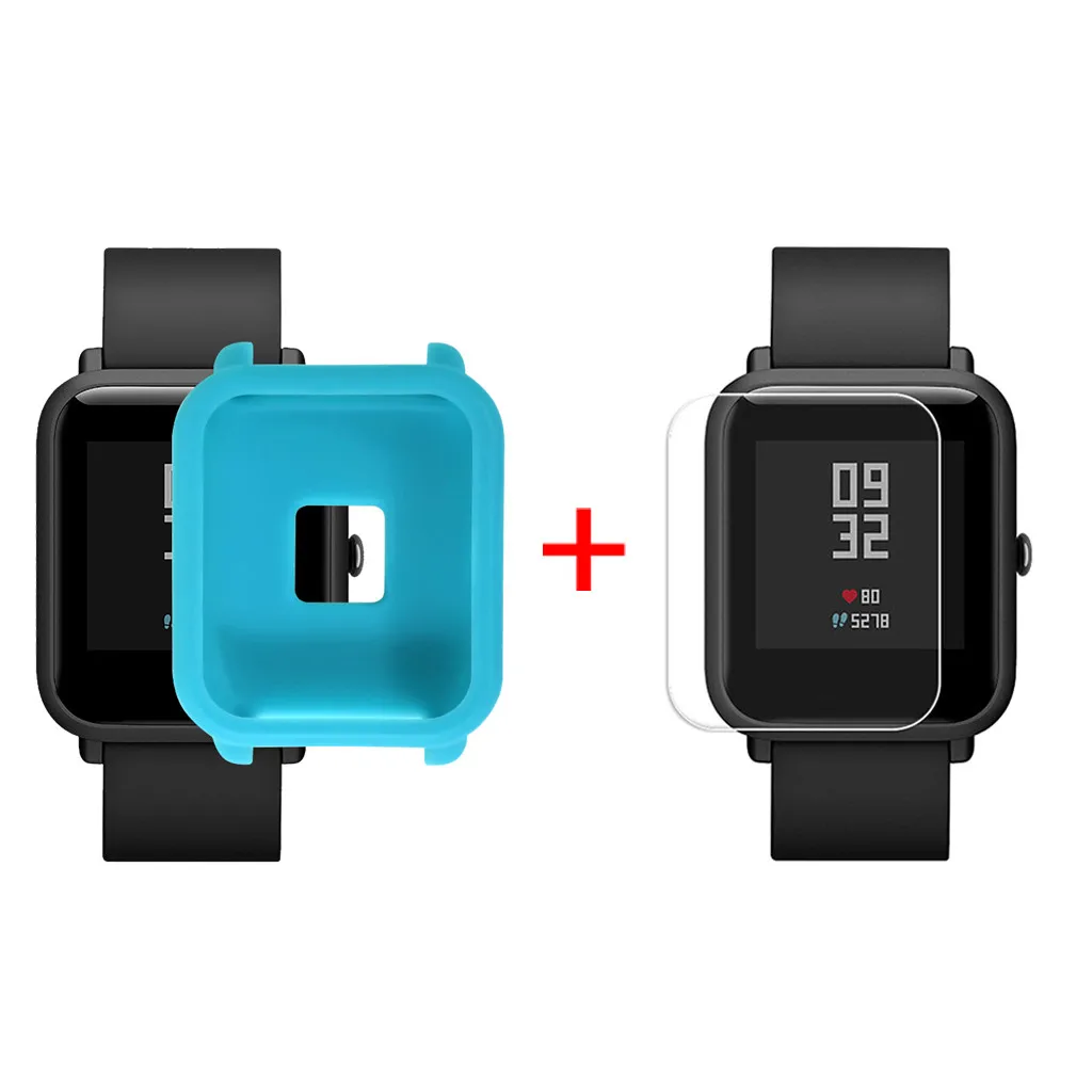 Soft Silicon Case Cover for Huami Amazfit Bip Youth smartwatch with Screen Protector