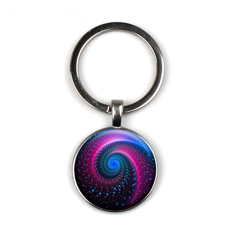 

New Vintage Galaxy Statement Keychain men Charms Nebula Space Glass Cabochon Pendant Keychain Jewelry