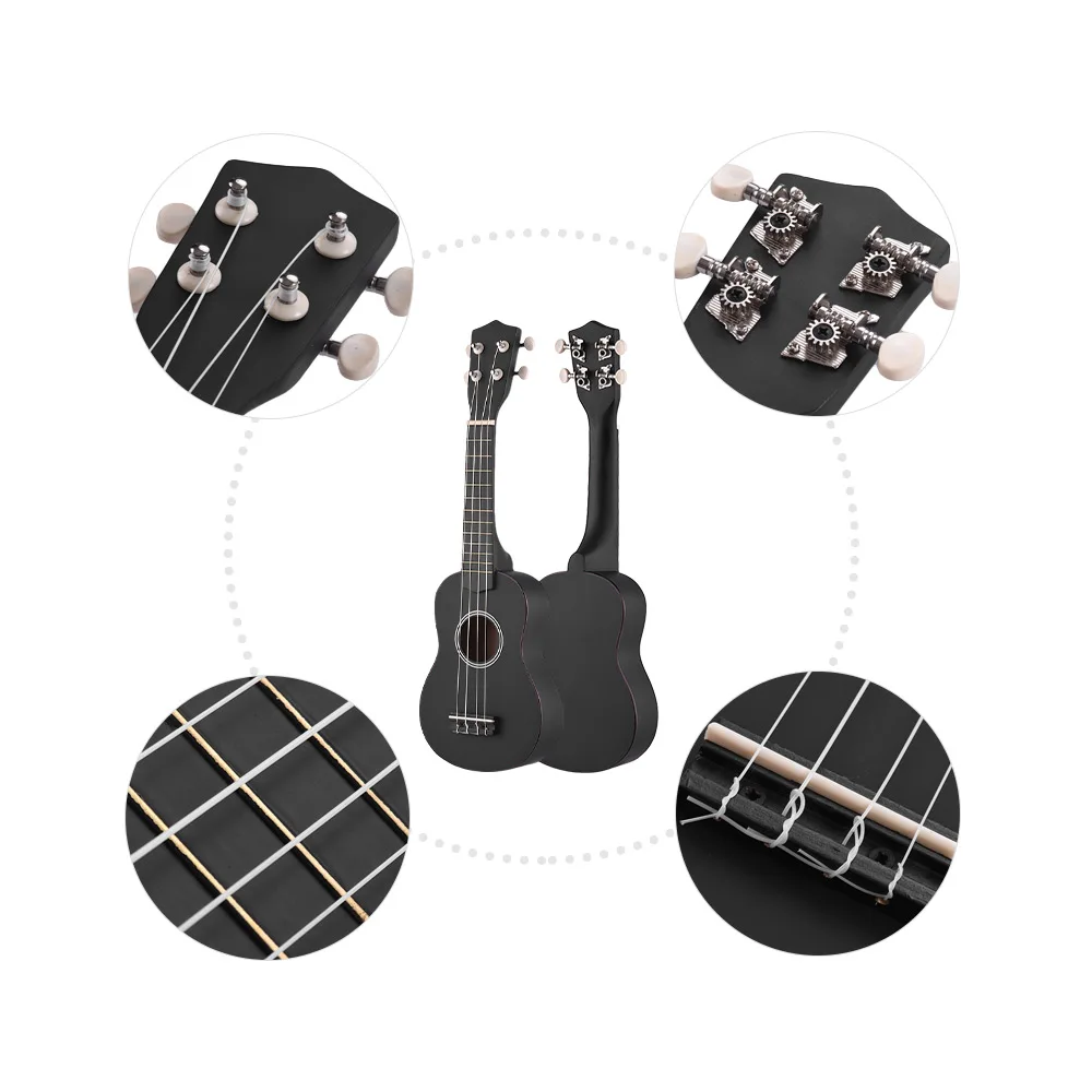 Укулеле 21 дюйм цветная акустическая сопрано липа с сумкой для переноски струны