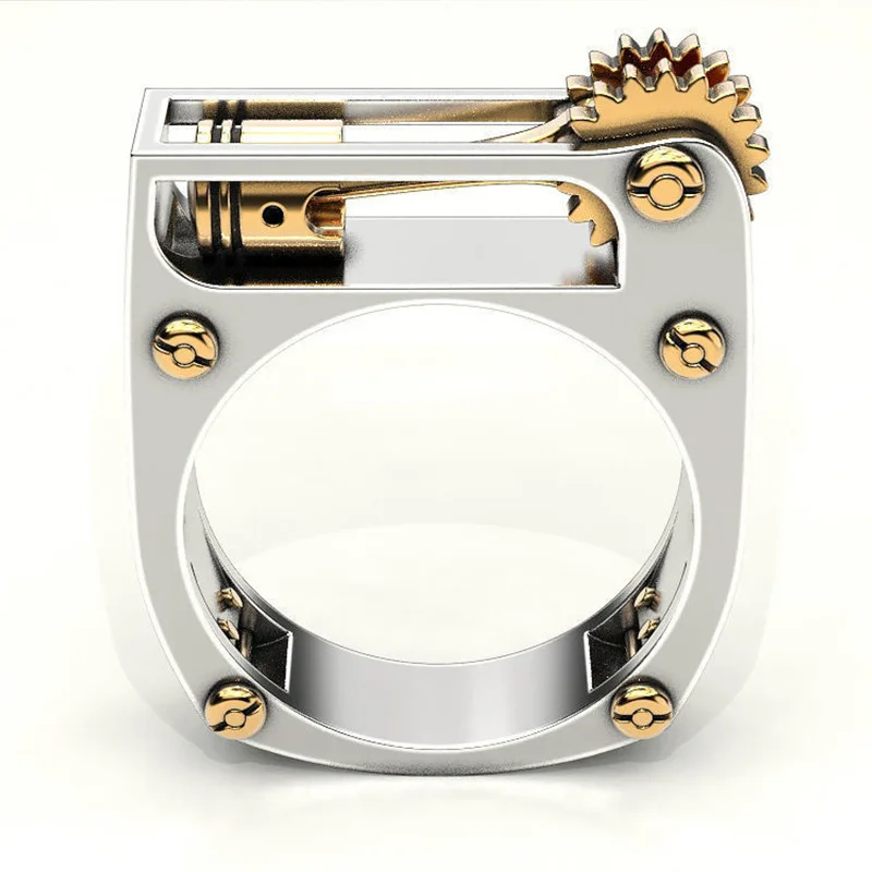 

New Supply Geometric Mechanical Two-Color Unisex Ring Popular Jewelry