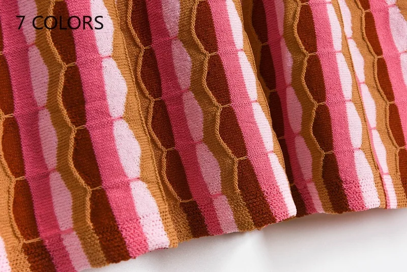 

Contrast Color Striped Summer Dress Women 2020 New O-Neck Sleeveless Dress Elegant A Line Knitted Jumper Dress Vestido