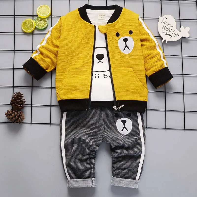 

Spring Autumn Baby Boys Clothes Sets Newborn Fashion Cotton Coats+tops+pants 3pcs Tracksuits for Bebe Boys Toddler Casual Sets