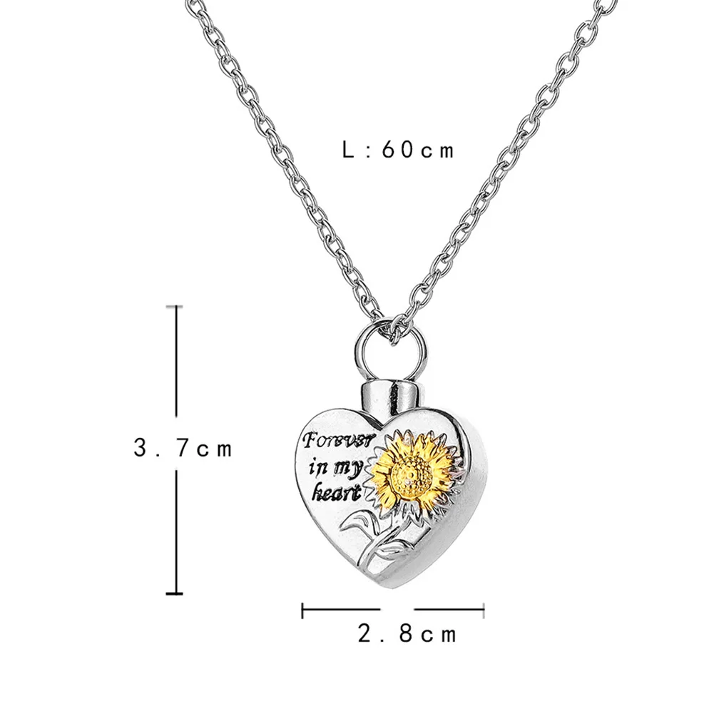Unisex Sunflower Forever in My Heart Pendant Chain Necklace Memorial-Jewelry Charm Statement Jewelry clavicle chain | Украшения и
