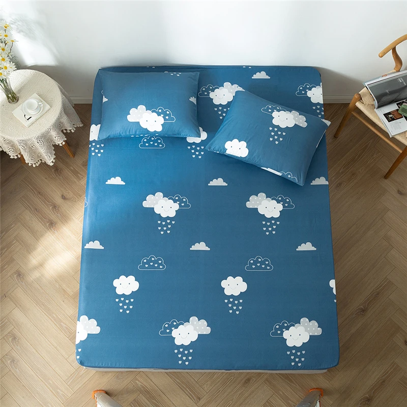 Простыня с принтом постельное белье эластичным поясом покрывала для матраса