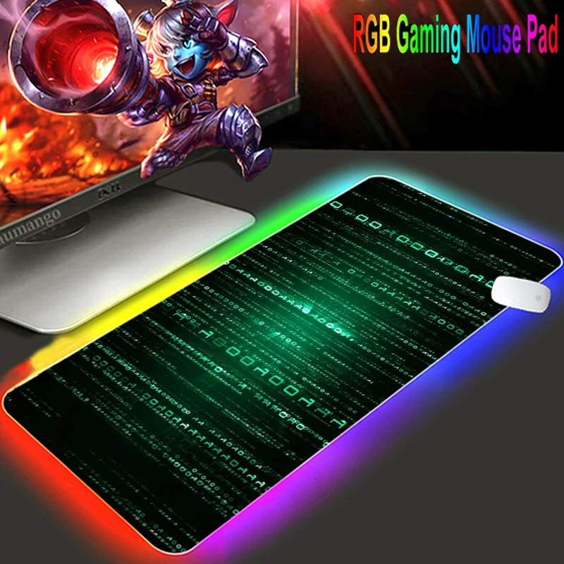 

Matrix Binary Code 900x400 Large LED RGB Lighting Gaming Accessories Mousepad Gamer Mat Mouse Pad PC Computer For CS GO Carpet