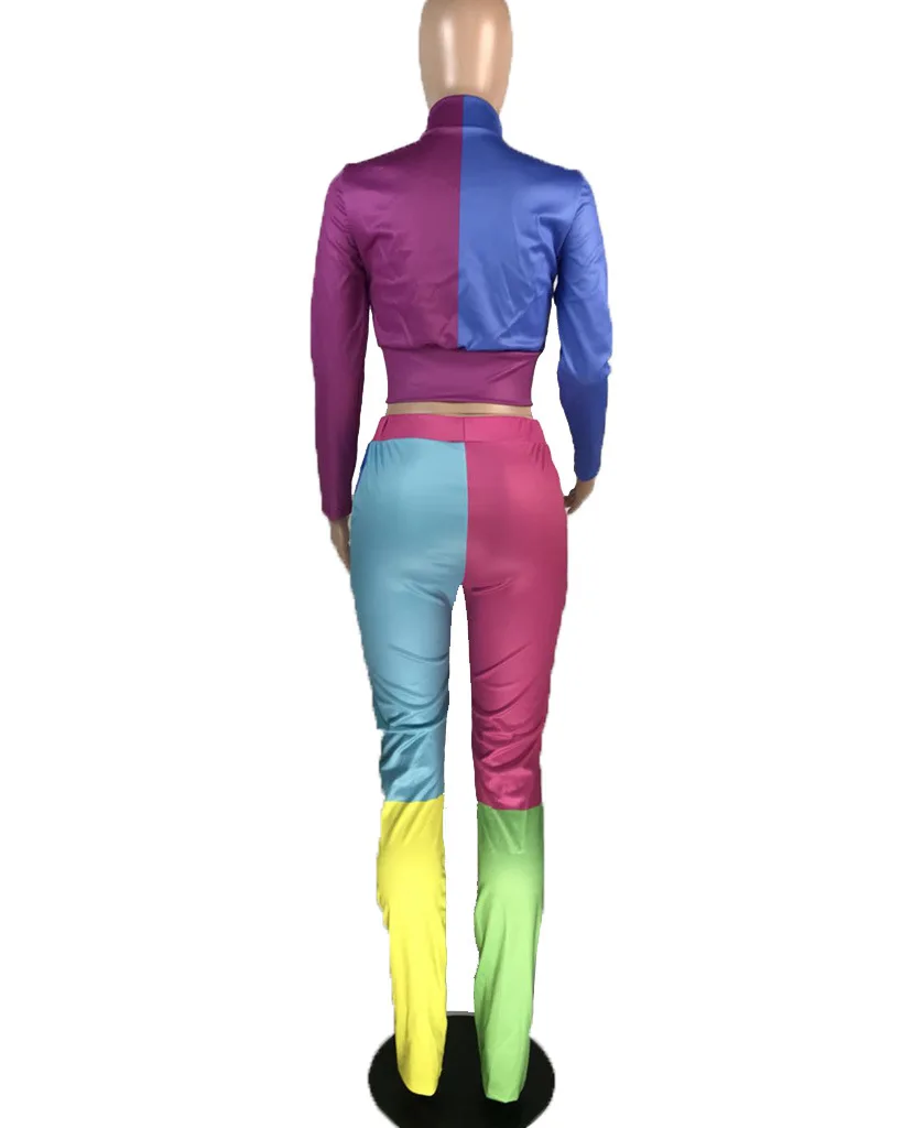 

Woman Tracksuit Long Sleeve Zipper Short Sweatshirt and Joggers Pants Outfits Patchwork Casual Playsuit Wholesale Dropshipping
