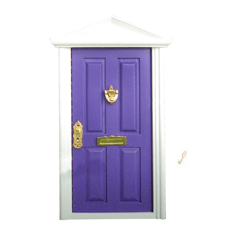 

1:12 Scale Dollhouse Miniature Wood Fairy Door Knocker Doorplate Lock Key Hardware P15C