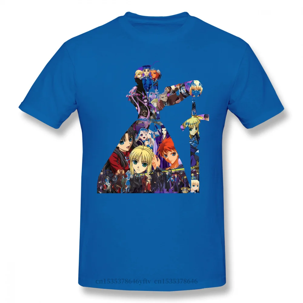 

2021 Leisure Fashion 100% cotton T-shirt Fate Stay Night Emiya Gilgamesh Anime for Men Saber Funny Crewneck