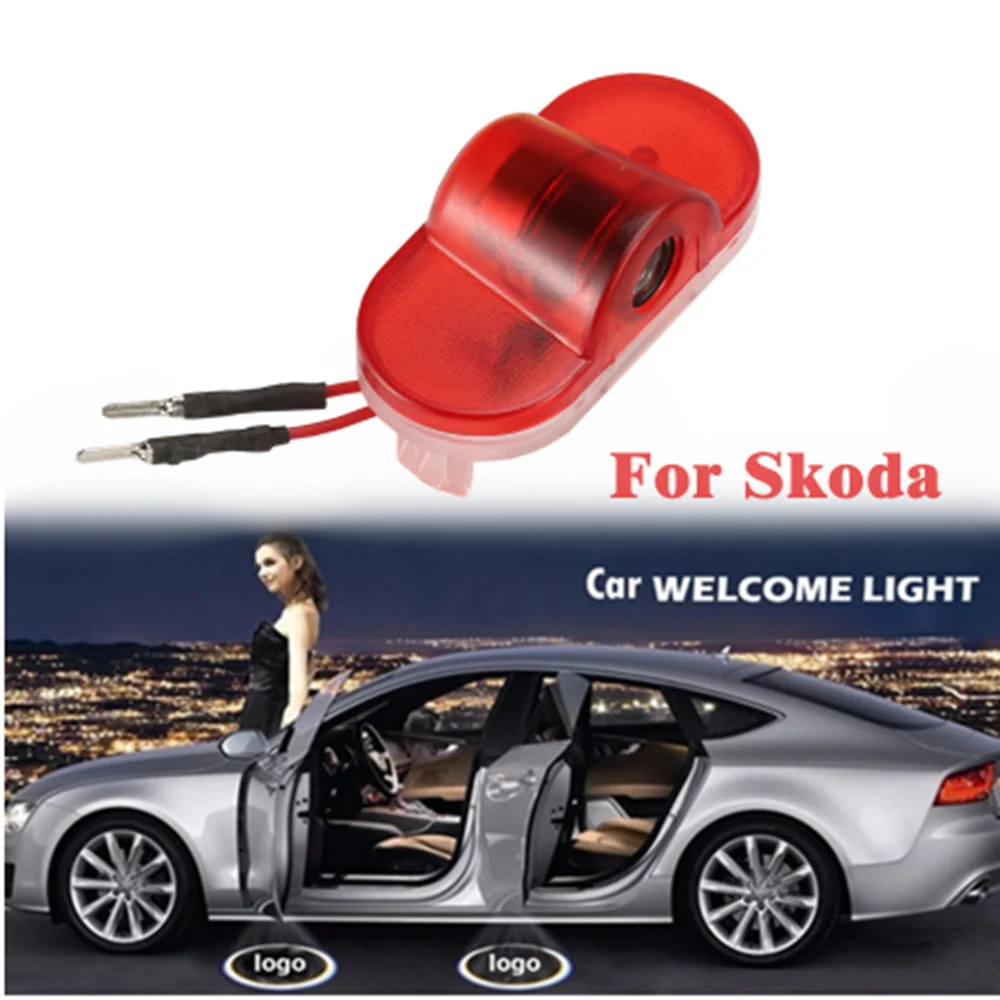 Зеленая Эмблема для Skoda Octavia 2004-2008 автомобильный Стайлинг логотип дверь свет