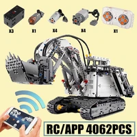 new technical 4062pcs app rc mobile crane mk ii excavator forklift truck city r9800 rh400 building block brick gift toy kid