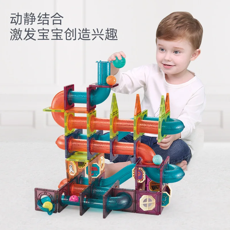 

DIY Magnetic Building Blocks Toys Sets Magnet Maze Ball Tracks Blocks Magnetic Funnel Slide Blocks Educational Toys For Children