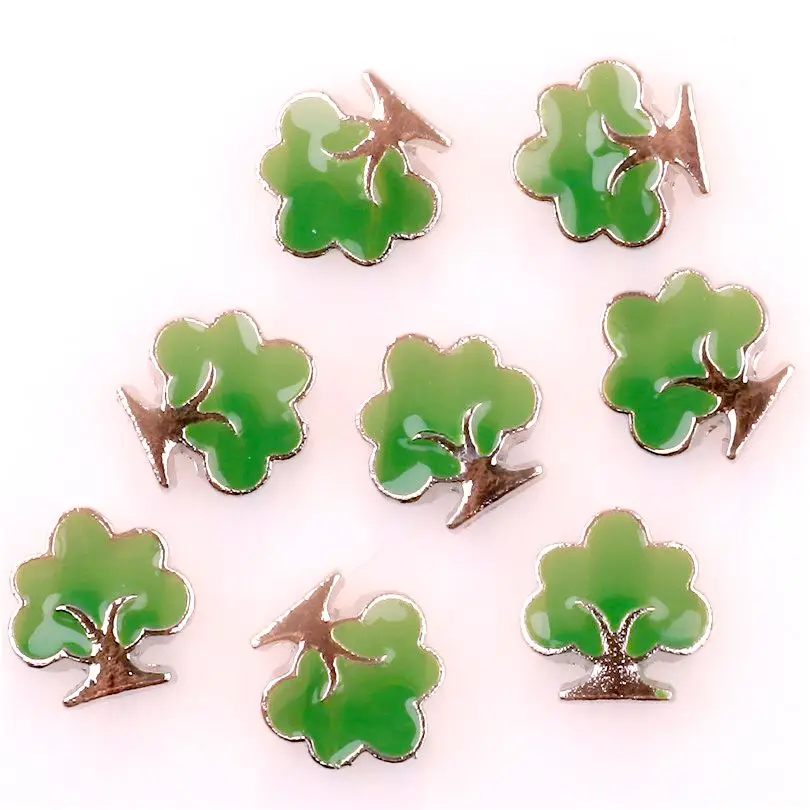 20 шт./лот F247 металлические эмалевые Подвески с большим зеленым деревом подходят