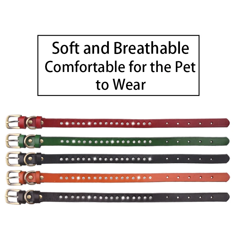 Кожаный ошейник для собак с бриллиантами регулируемый воротник Перро бульдога