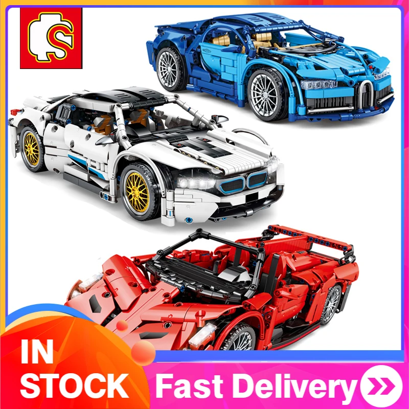 SEMBO MOC Technic Supercar строительные блоки ядовитый 1:14 спортивный автомобиль i8 Модель