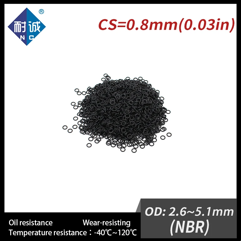 Резиновое черное уплотнительное кольцо 10 шт./лот NBR CS0.8mm OD2.6/3/3.6/4.1/4.3/4.5/4.9/5.1 мм