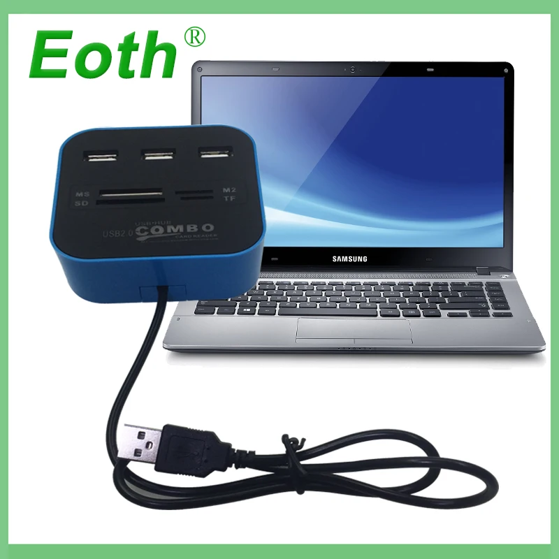 Eoth USB 2,0 usb 3,0 концентратор комбинированный все в одном мультикардридер с 3 портами USB2.0 Hab для MMC/M2/MS синий цвет компьютера ноутбука