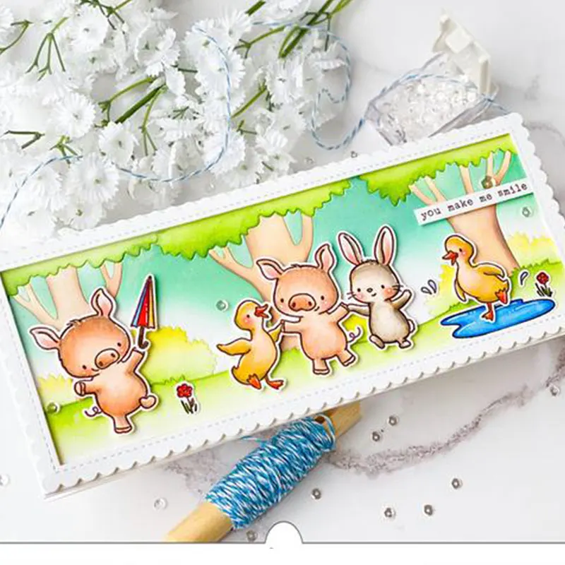 

Pig Out Flower Duck New Metal Cutting Dies & Stamps Scrapbook Dariy Decoration Stencil Embossing Template DIY Greeting Card