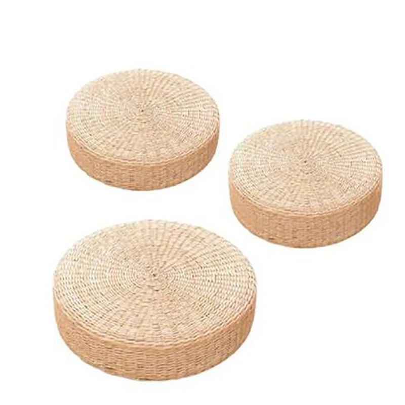 

Rattan Futon Round Seat Japanese Tatami Cattail Mat Multifunction Home Decor Handmade Straw Ethnic Hand Woven Cushion