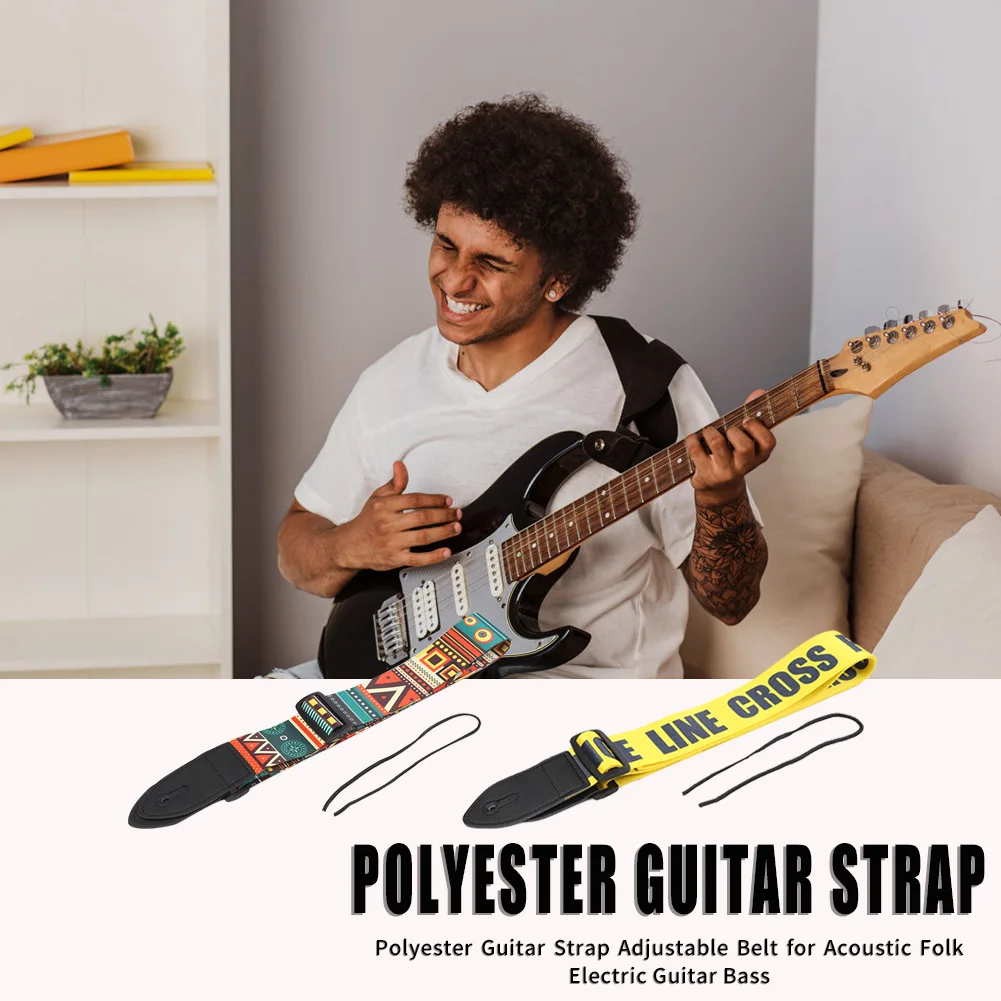 einstellbare polyester gitarre gürtel gelbrote elektrische gitarre straps mit pu leder enden für bass folk gitarre liefert free global ship