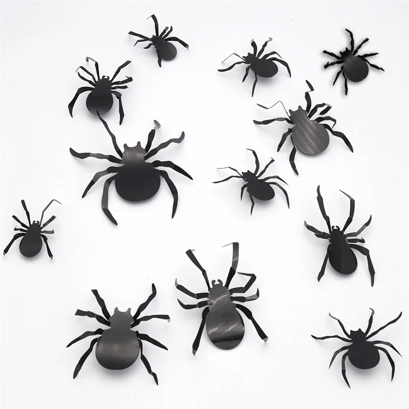12 шт./компл. Хэллоуин 3D черный паук фотоэлемент своими руками страшный на съемные