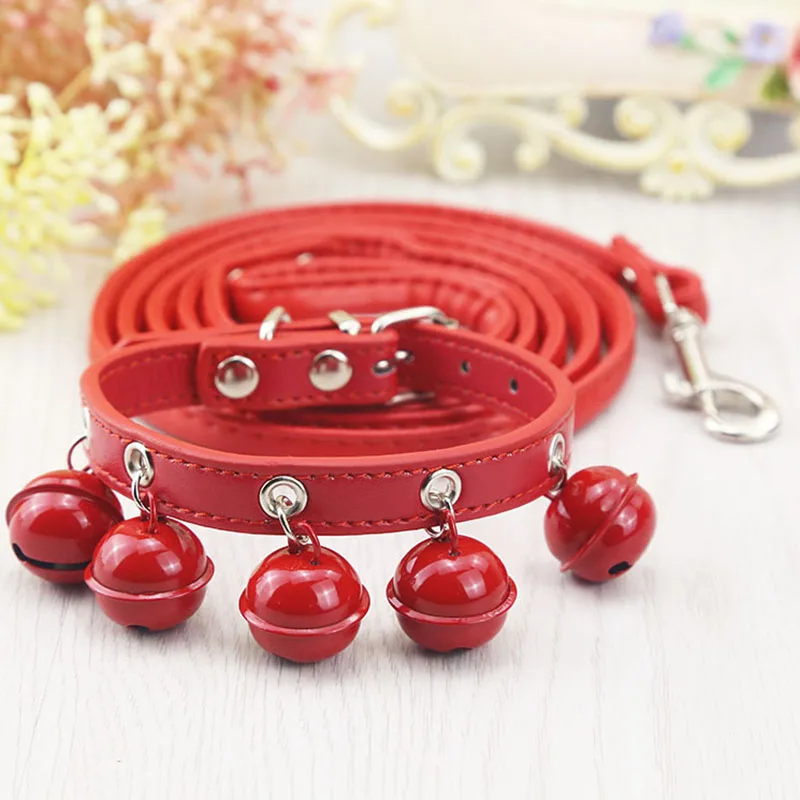 Ошейник для питомца маленькая собака кошка с 5 колокольчиками мягкий поводок из