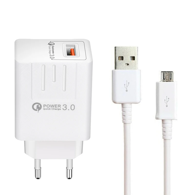 Cargador de carga rápida QC 3,0, Cable Micro USB para Samsung J1, J2, J3, A5, 2017, A3, 2016, A6, A7, A8, 2018, A10, A20, A30, A