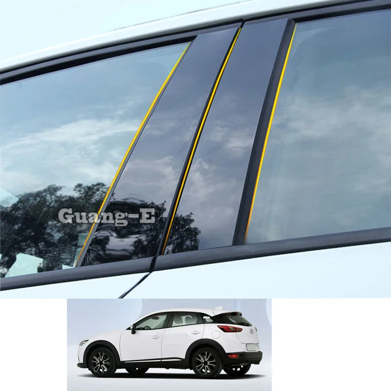 For Mazda CX-3 CX3 2015 2016 2017 2018-2021 Car PC Material Pillar Post Cover Door Trim Window Piano Black Molding Sticker For Mazda CX-3 CX3 2015 2016 2017 2018-2021 Car PC Material Pillar Post Cover Door Trim Window Piano Black Molding Sticker