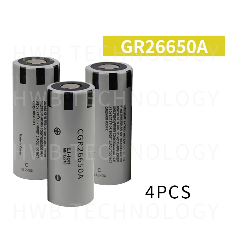 4 шт. Panasonic 26650 CGR26650A 3,7 V 2650mAh литий-ионная аккумуляторная батарея