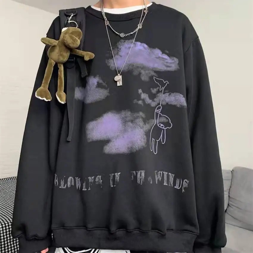 

Men Hoodies Casual 2022 Fleece Streetwear Y2k Graphic Hoodie Clothes For Hip Hop Dark Printed Sweatshirt Men Couple Outfit