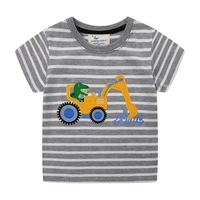 jumping meters summer boys t shirts excavators embroidery childrens clothes hot selling kids short sleeve tees tops kids wear