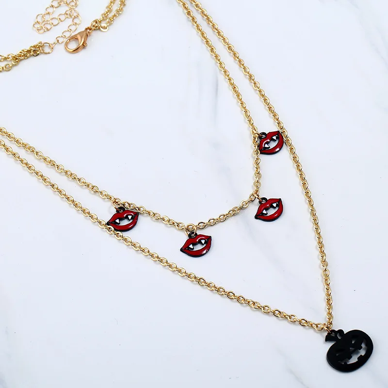 Ожерелье в виде тыквы на Хэллоуин ожерелье привидение губа милое ювелирное