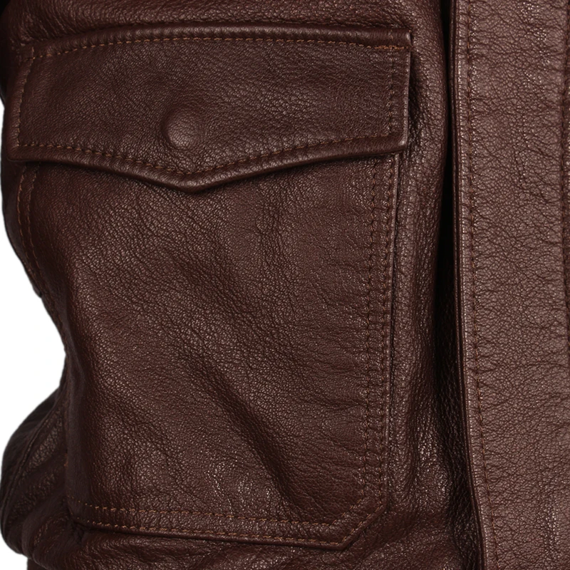 

Embroidery Men's Leather Jacket 100% Cow Skin Jackets Brown Black Soft Flight Force A-2 Leather Coat Autumn Male Clothing M251