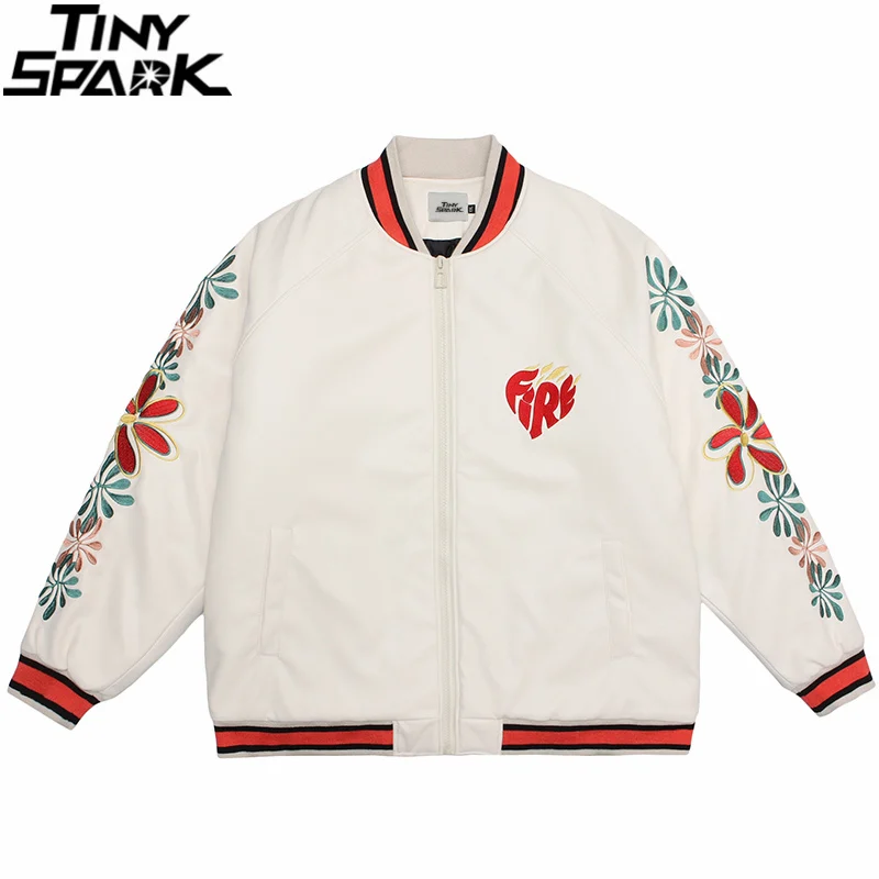 

2021 мужская уличная куртка в стиле хип-хоп, куртка с вышитыми цветами, повседневная хлопковая куртка Harajuku на осень и зиму, верхняя одежда на м...