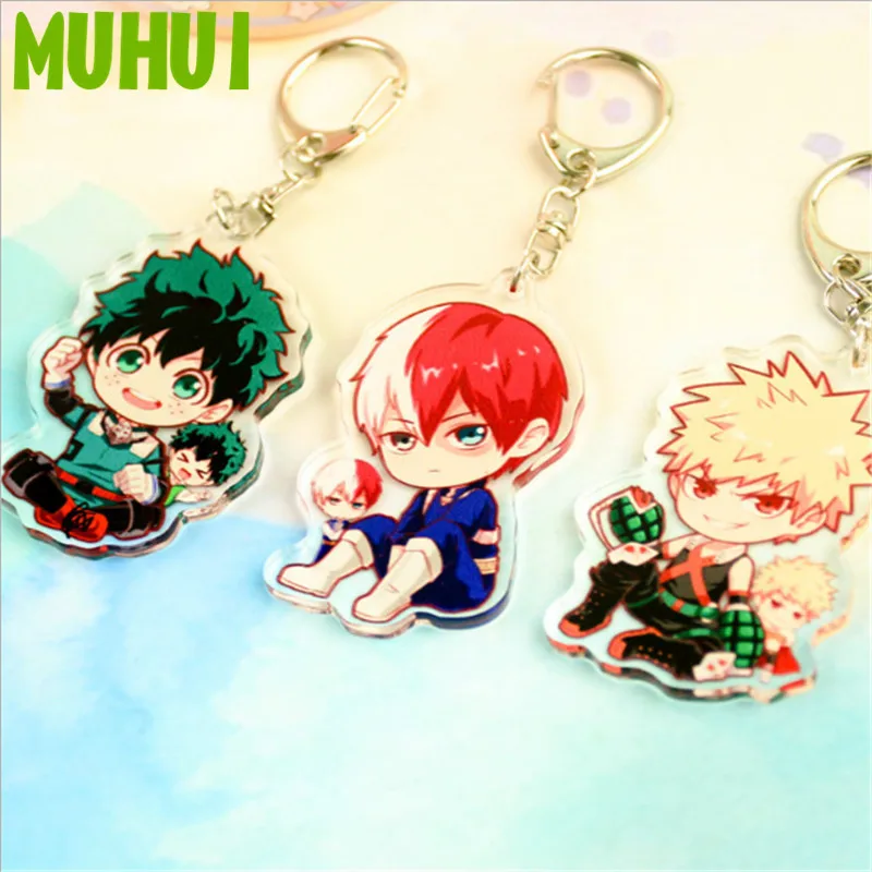 

Free shipping 10 Styles Anime My Hero Academia Boku no hero Academia Keychain Acrylic Keyring Key chain 18650