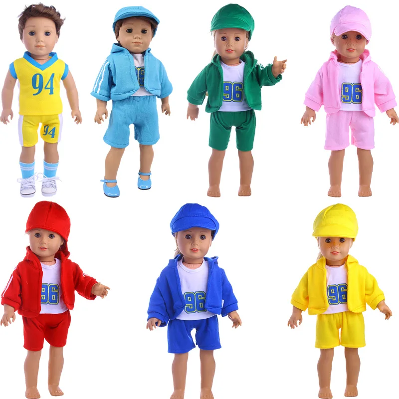 

New Doll Sports Suits Cute Cartoon Printing For 18 Inch American & 43Cm Baby New Born Doll For Our Generation Doll Daily Life