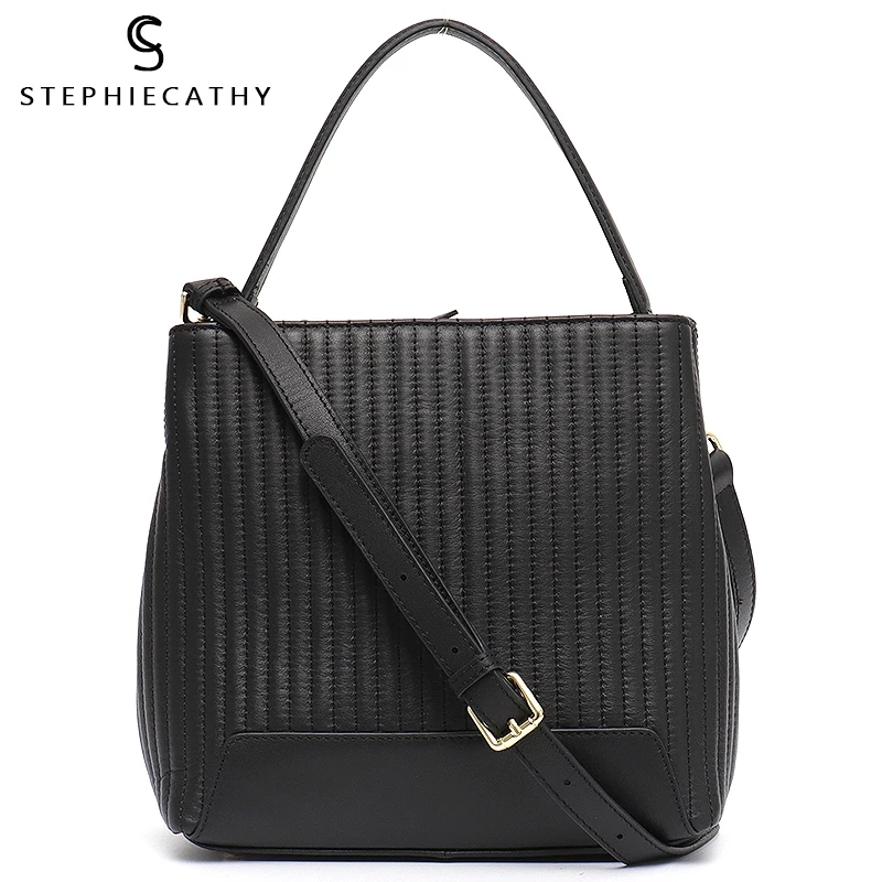 SC Женская роскошная кожаная сумка на плечо модная в полоску с нитью Повседневная