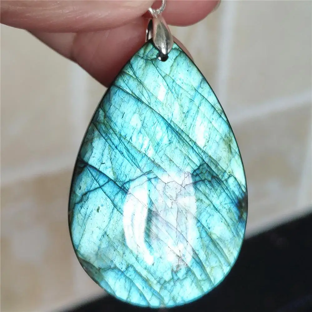 

Natural Blue Light Labradorite For Women Men Pendant 48x33x10mm Water Drop Necklace Jewelry Fashion stone AAAAA