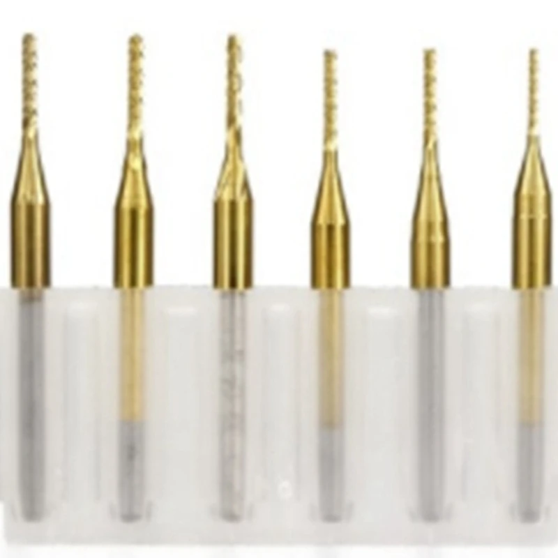 

10Pcs 0.6-1.5mm Carbide PCB Milling Cutter Set 3.175mm Shank PCB Machine Engraving Bit End Mill