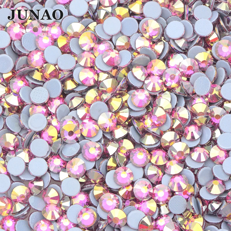 JUNAO SS 6 8 10 16 20 30 персиковый бриллиант с плоской задней стороной горячей фиксации, хрустальные камни, железные Стразы для вечернего платья (art.: 3a39b4abe0b) - 3a39b4abe0b