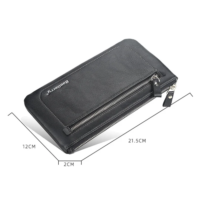 

Baellerry Men Long Clutch Wallet Thin Mobile Phone Bag Fashion Large Capacity Wallets PU Leather Wristlet Zipper Purses for Male